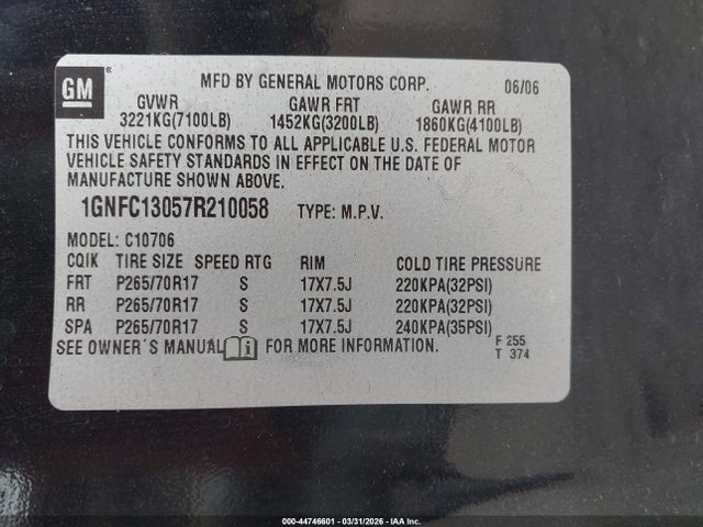 2007 CHEVROLET TAHOE 1GNFC13057R210058 Photo 8