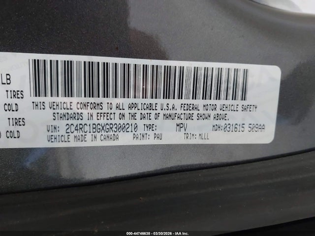 Продажа на аукционе авто 2016 Chrysler Town & Country Touring, vin: 2C4RC1BGXGR300210, номер лота: 44746638