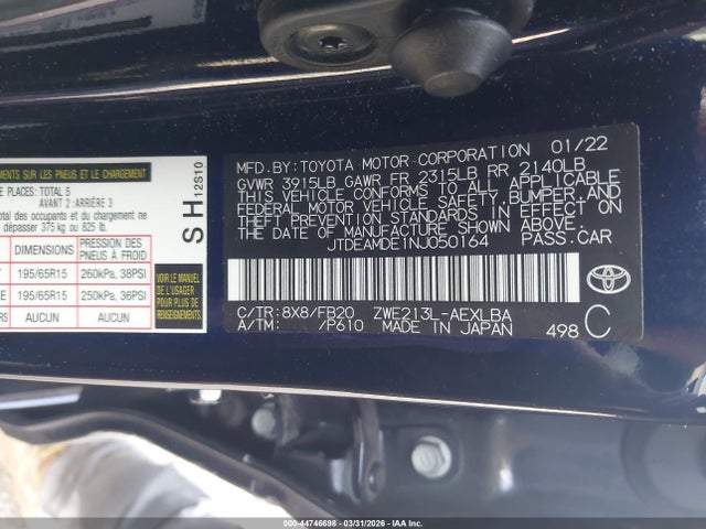Toyota Corolla Hybrid Le 2022 JTDEAMDE1NJ050164 Image 9