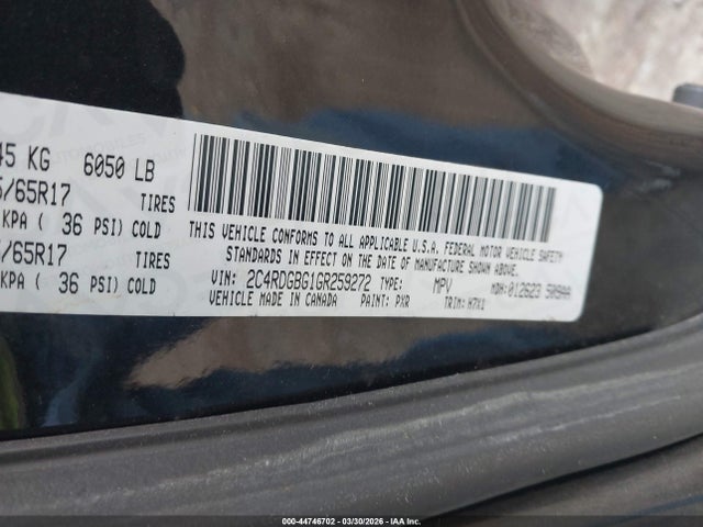 Продажа на аукционе авто 2016 Dodge Grand Caravan Se, vin: 2C4RDGBG1GR259272, номер лота: 44746702