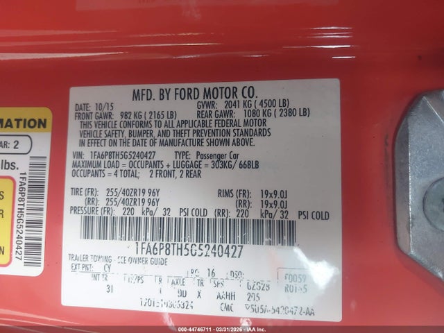 2016 FORD MUSTANG 1FA6P8TH5G5240427 Photo 8