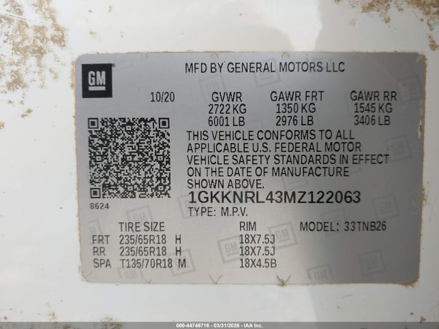 2021 Gmc Acadia Awd Sle მანქანა იყიდება აუქციონზე, vin: 1GKKNRL43MZ122063, აუქციონის ნომერი: 44746716