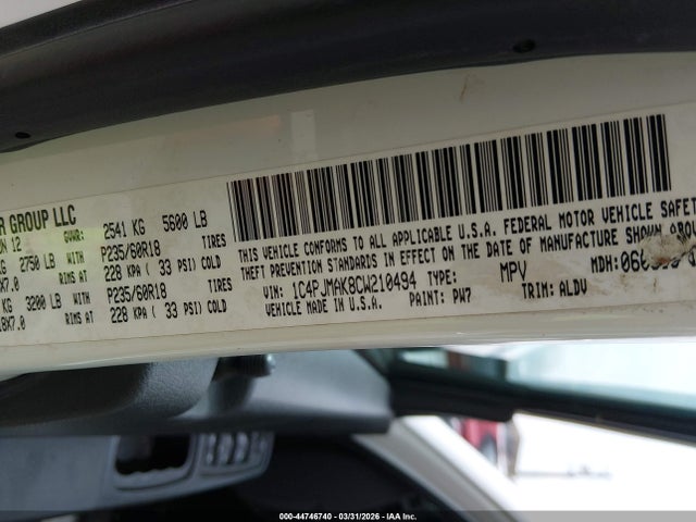 Aukcja sprzedaży 2012 Jeep Liberty Sport, vin: 1C4PJMAK8CW210494, numer aukcji: 44746740