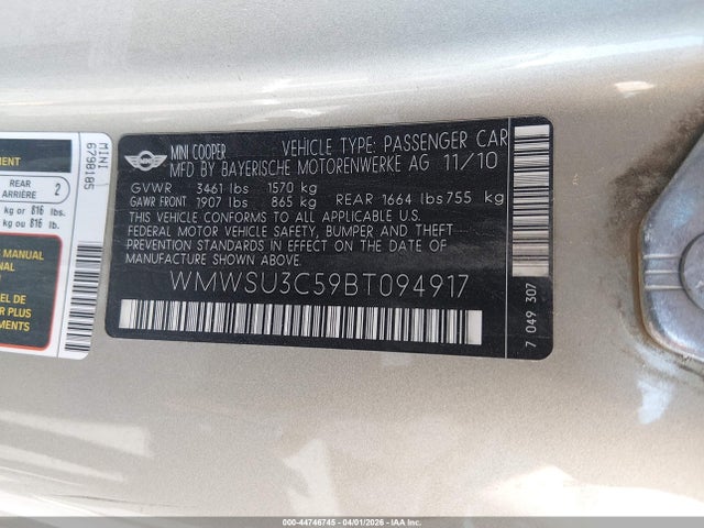 2011 MINI COOPER WMWSU3C59BT094917 Photo 8
