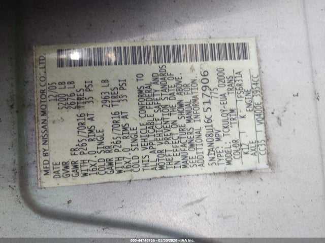 2006 NISSAN XTERRA 5N1AN08U16C517906 Photo 8