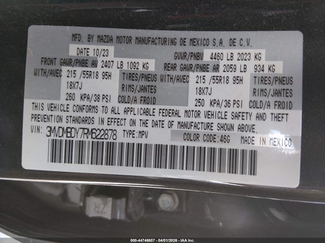 44746807 :رقم المزاد ، 3MVDMBDY7RM622878 vin ، 2024 Mazda Cx-30 2.5 Turbo Premium Package مزاد بيع