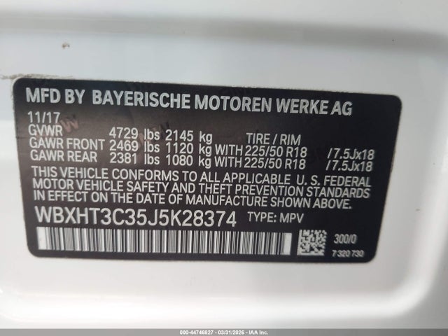 2018 Bmw X1 Xdrive28i მანქანა იყიდება აუქციონზე, vin: WBXHT3C35J5K28374, აუქციონის ნომერი: 44746827