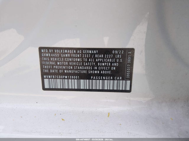 Aukcja sprzedaży 2023 Volkswagen Golf R 2.0t, vin: WVWFB7CD0PW139001, numer aukcji: 44746857