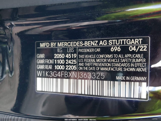Продажа на аукционе авто 2022 Mercedes-benz A 220 4matic, vin: W1K3G4FBXNJ363325, номер лота: 44746904