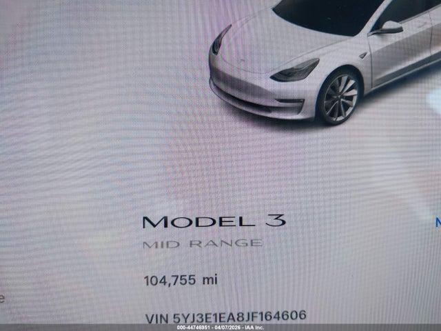 44746951 :رقم المزاد ، 5YJ3E1EA8JF164606 vin ، 2018 Tesla Model 3 Long Range/mid Range مزاد بيع