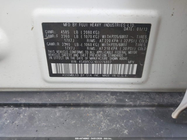 Aukcja sprzedaży 2013 Subaru Outback 2.5i Premium, vin: 4S4BRCGC9D3276807, numer aukcji: 44746963