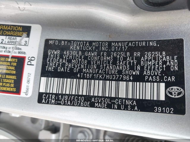 Toyota CAMRY LE 2017 4T1BF1FK7HU377964 Image 9