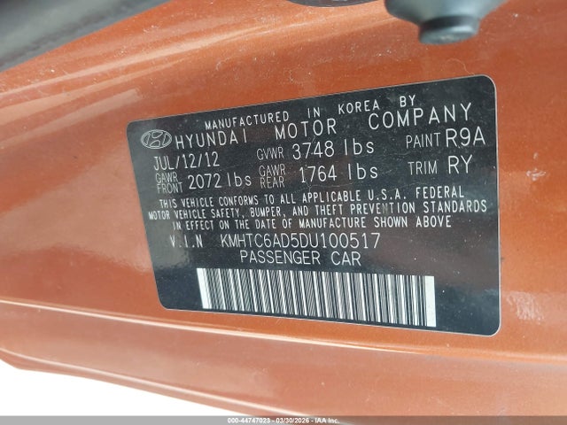 2013 HYUNDAI VELOSTER KMHTC6AD5DU100517 Photo 8