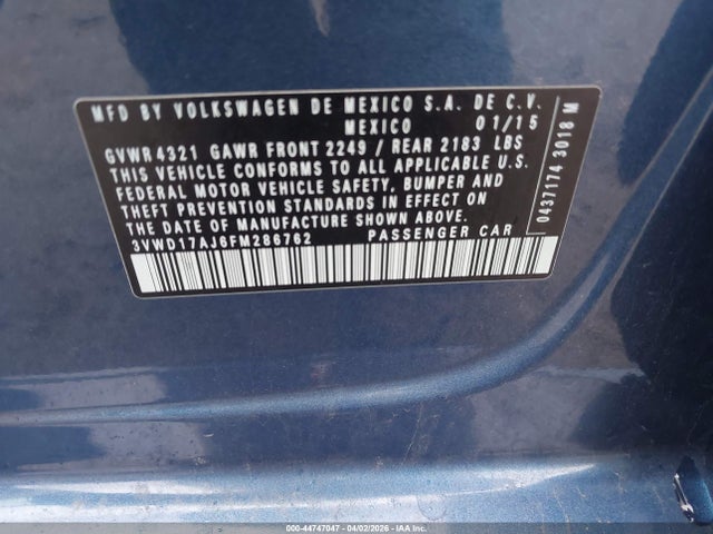 3VWD17AJ6FM286762 Volkswagen Jetta 1.8t Se