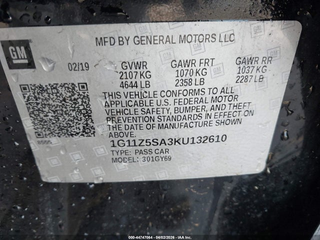 Chevrolet IMPALA LT 2019 1G11Z5SA3KU132610 Image 9