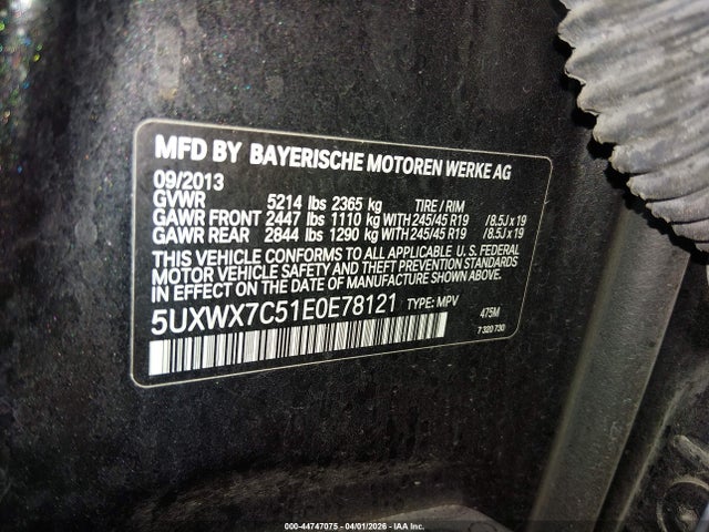 Aukcja sprzedaży 2014 Bmw X3 Xdrive35i, vin: 5UXWX7C51E0E78121, numer aukcji: 44747075
