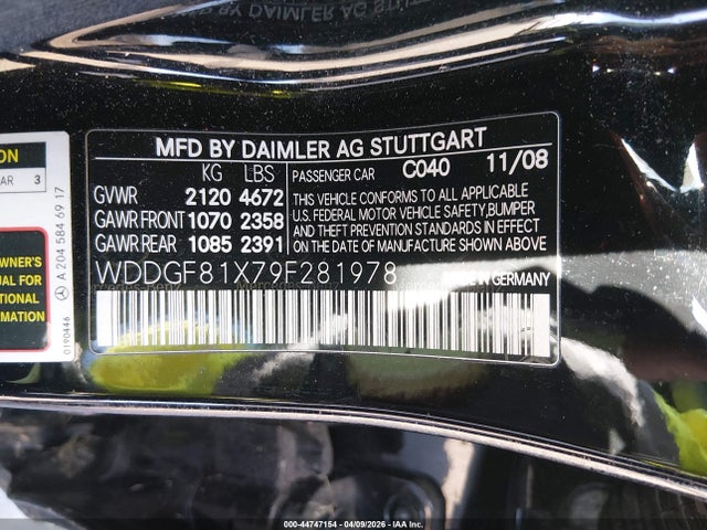 Продажа на аукционе авто 2009 Mercedes-benz C 300 Sport 4matic, vin: WDDGF81X79F281978, номер лота: 44747154