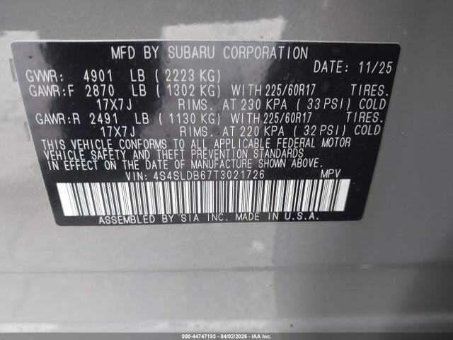 Продаж на аукціоні авто 2026 Subaru Forester Premium, vin: 4S4SLDB67T3021726, номер лоту: 44747193