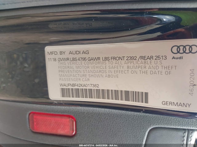 Aukcja sprzedaży 2019 Audi A4 45 Premium, vin: WAUFNBF42KA017362, numer aukcji: 44747214