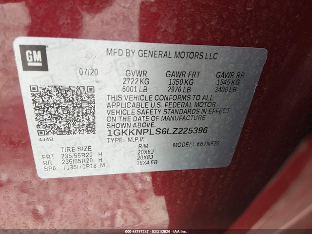 1GKKNPLS6LZ225396 GMC Acadia Fwd Denali