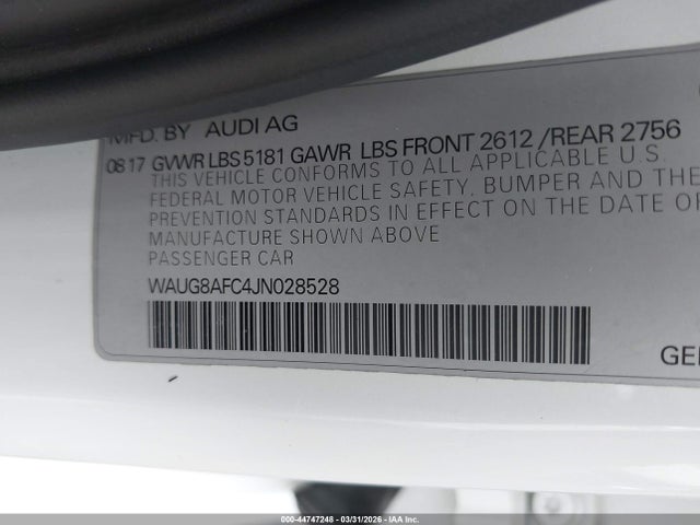 Aukcja sprzedaży 2018 Audi A6 2.0t Premium, vin: WAUG8AFC4JN028528, numer aukcji: 44747248