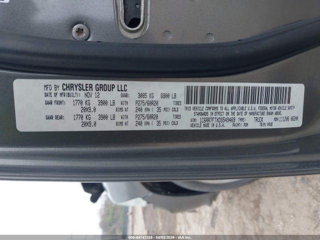 Auction sale of the 2013 Ram 1500 Express, vin: 1C6RR7FTXDS549469, lot number: 44747259