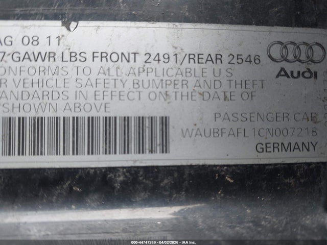 2012 AUDI A4 WAUBFAFL1CN007218 Photo 8