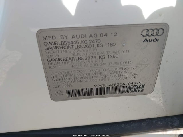 2012 AUDI Q5 WA1LFAFP2CA104679 Photo 8