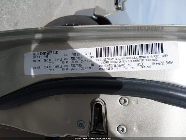 Aukcja sprzedaży 2009 Dodge Ram 1500 Slt/sport/trx, vin: 1D3HB13T59J530889, numer aukcji: 44747381