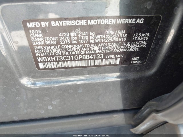 Aukcja sprzedaży 2016 Bmw X1 Xdrive28i, vin: WBXHT3C31GP884133, numer aukcji: 44747386