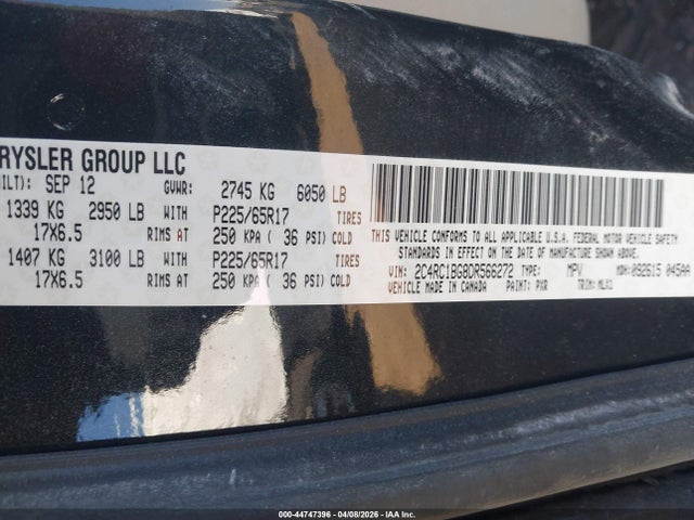 44747396 :رقم المزاد ، 2C4RC1BG8DR566272 vin ، 2013 Chrysler Town & Country Touring مزاد بيع