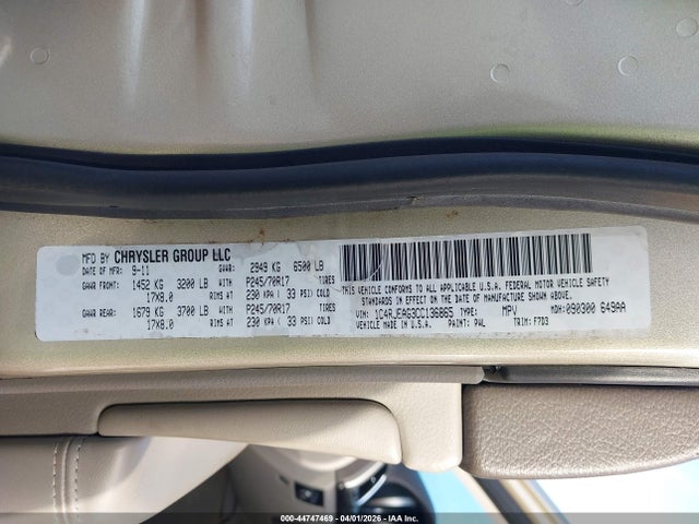 44747469 :رقم المزاد ، 1C4RJEAG3CC136865 vin ، 2012 Jeep Grand Cherokee Laredo مزاد بيع