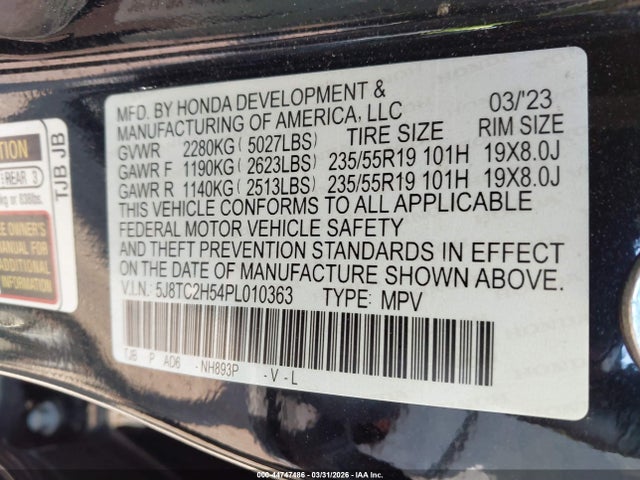 Продажа на аукционе авто 2023 Acura Rdx Technology Package, vin: 5J8TC2H54PL010363, номер лота: 44747486