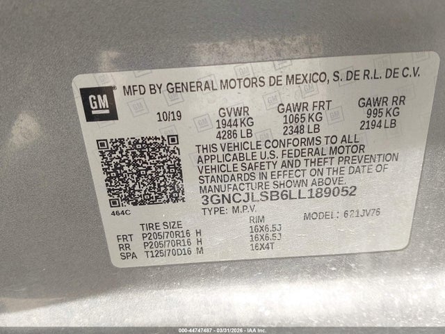 2020 CHEVROLET TRAX 3GNCJLSB6LL189052 Photo 8