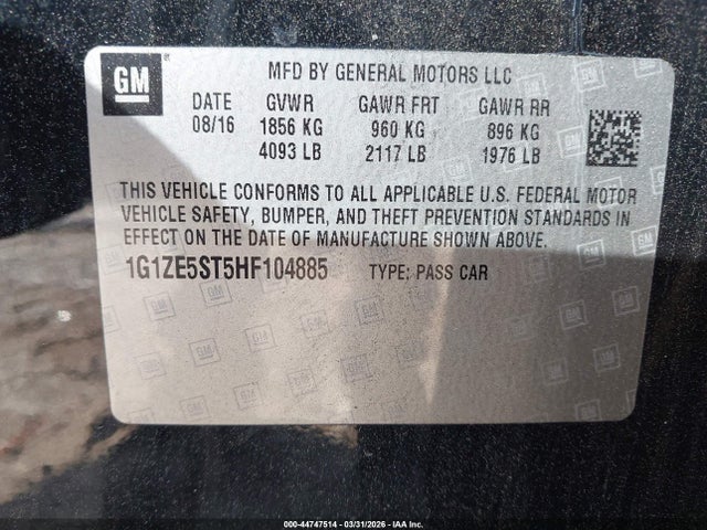 1G1ZE5ST5HF104885 Chevrolet MALIBU 1LT