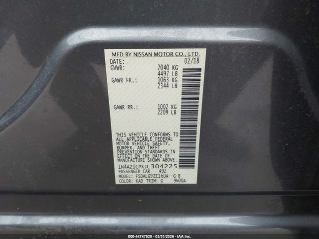 1N4AZ1CPXJC304225 Nissan Leaf Sl