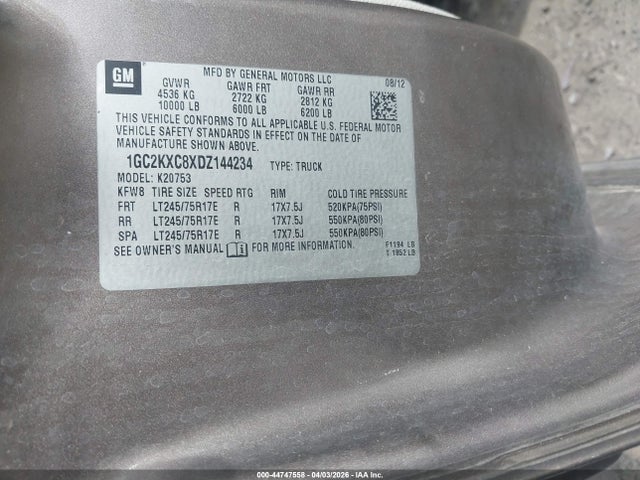 Продаж на аукціоні авто 2013 Chevrolet Silverado 2500hd Lt, vin: 1GC2KXC8XDZ144234, номер лоту: 44747558