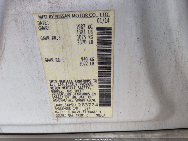 Продаж на аукціоні авто 2021 Nissan Altima 3.5 Sl, vin: 1N4BL4DV9MN374666, номер лоту: 44747584