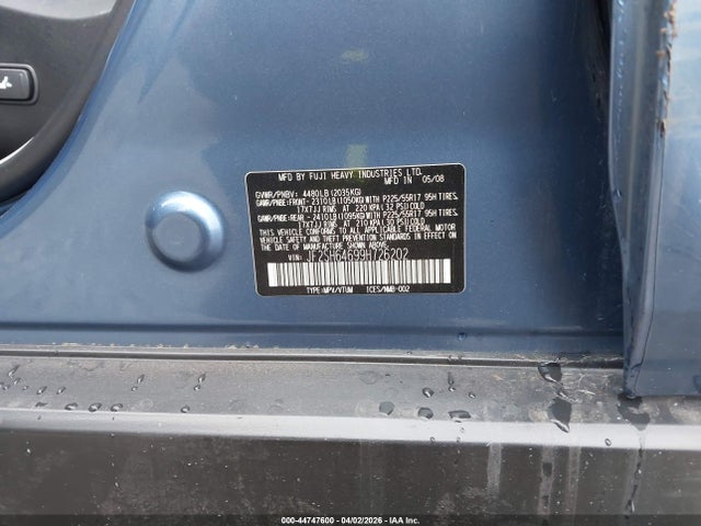 44747600 :رقم المزاد ، JF2SH64699H726202 vin ، 2009 Subaru Forester 2.5x Limited مزاد بيع