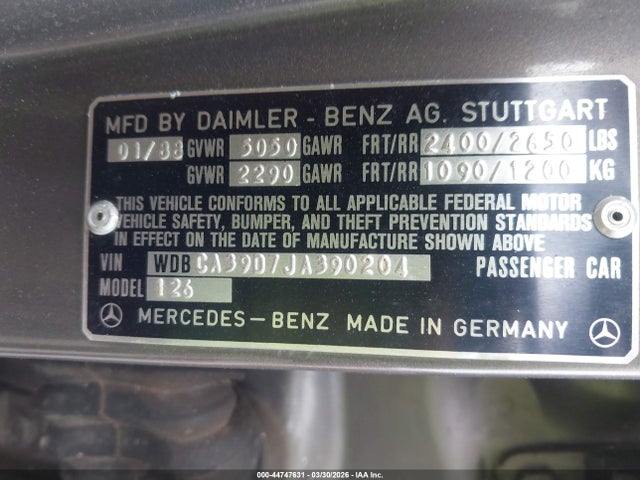 Продаж на аукціоні авто 1988 Mercedes-benz 560 Sel, vin: WDBCA39D7JA390204, номер лоту: 44747631
