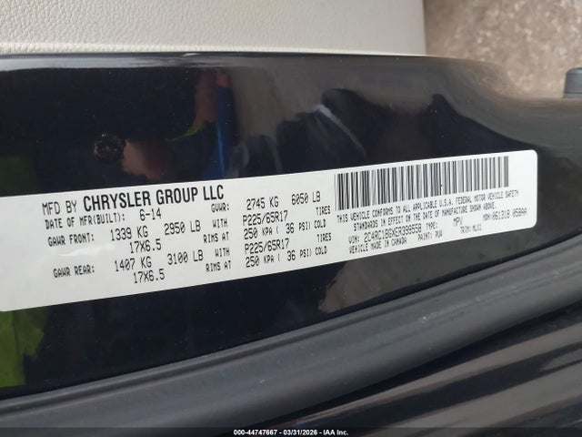 Aukcja sprzedaży 2014 Chrysler Town & Country Touring, vin: 2C4RC1BGXER399558, numer aukcji: 44747667