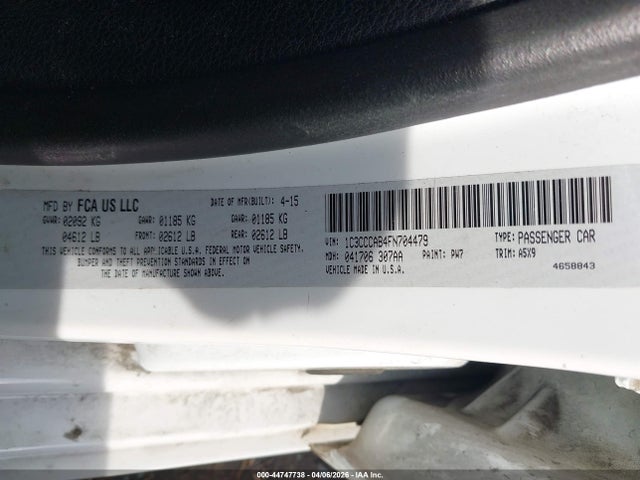 Продажа на аукционе авто 2015 Chrysler 200 Limited, vin: 1C3CCCAB4FN704479, номер лота: 44747738