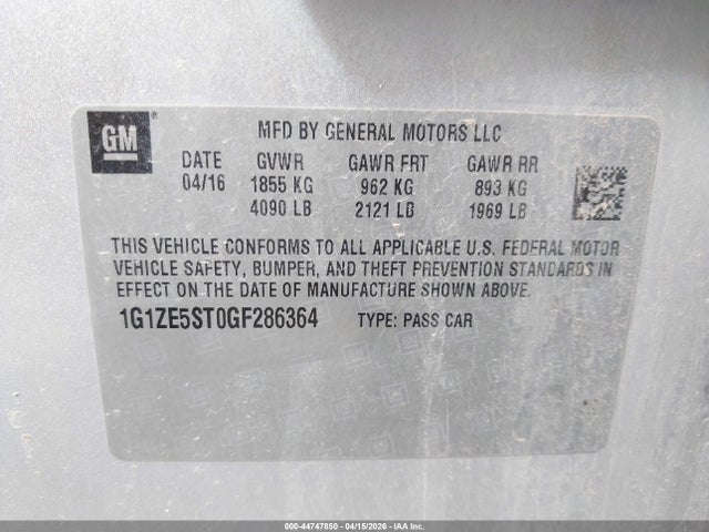 2016 CHEVROLET MALIBU 1G1ZE5ST0GF286364 Photo 8