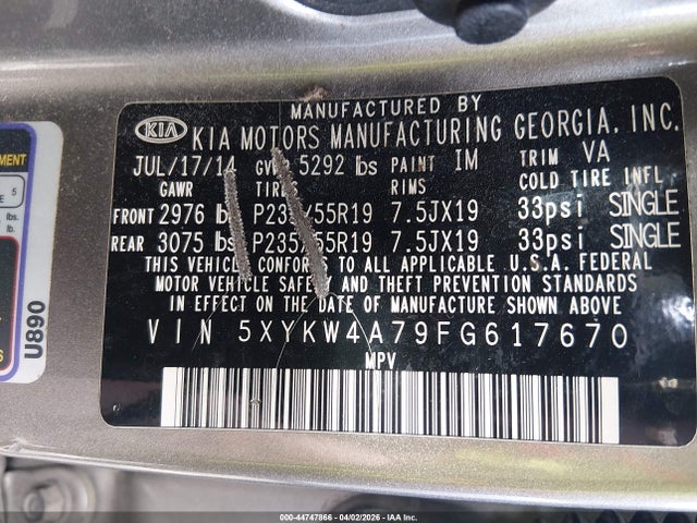 Продажа на аукционе авто 2015 Kia Sorento Sx V6, vin: 5XYKW4A79FG617670, номер лота: 44747866
