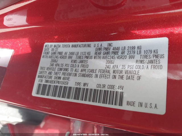 Продажа на аукционе авто 2023 Mazda Cx-50 2.5 S Premium Plus, vin: 7MMVABEM7PN109059, номер лота: 44747909