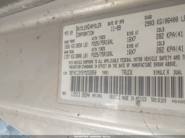2000 DODGE RAM 1500 3B7HC13Y5YM233950 Photo 8