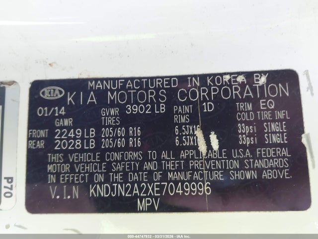 Aukcja sprzedaży 2014 Kia Soul, vin: KNDJN2A2XE7049996, numer aukcji: 44747932
