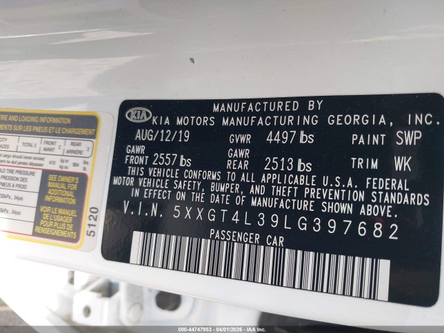 2020 KIA OPTIMA 5XXGT4L39LG397682 Photo 8