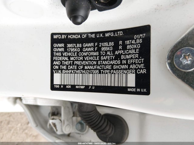 SHHFK7H57HU217005 Honda CIVIC EX
