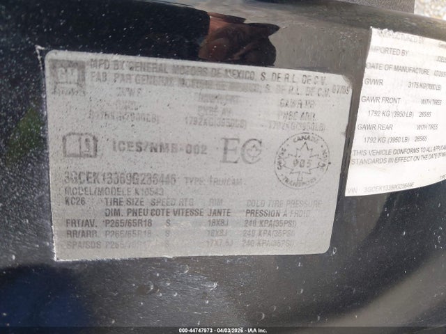 Aukcja sprzedaży 2009 Chevrolet Silverado 1500 Ltz/work Truck, vin: 3GCEK13369G236446, numer aukcji: 44747973